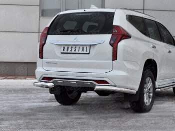13 549 р. Защита заднего бампера (Ø76 мм уголки, нержавейка) Mitsubishi Pajero Sport QF рестайлинг (2019-2022)  с доставкой в г. Кемерово. Увеличить фотографию 4