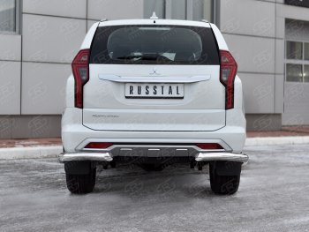 13 549 р. Защита заднего бампера (Ø76 мм уголки, нержавейка) Mitsubishi Pajero Sport QF рестайлинг (2019-2022)  с доставкой в г. Кемерово. Увеличить фотографию 3