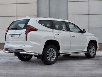 16 799 р. Защита заднего бампера (2 трубы Ø76 и 42 мм уголки, нержавейка) Mitsubishi Pajero Sport QF рестайлинг (2019-2022) (полированная нержавейка)  с доставкой в г. Кемерово. Увеличить фотографию 3