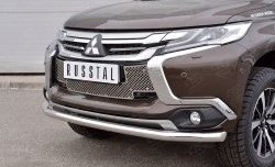 3 749 р. Защитная решётка в воздуховод бампера Berkut (нержавейка) Mitsubishi Pajero Sport QE дорестайлинг (2015-2021)  с доставкой в г. Кемерово. Увеличить фотографию 2