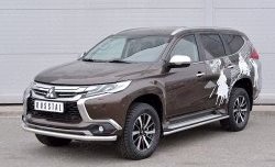 16 849 р. Защита переднего бампера (Ø63 мм, нержавейка) SLITKOFF  Mitsubishi Pajero Sport  QE (2015-2021) дорестайлинг  с доставкой в г. Кемерово. Увеличить фотографию 2