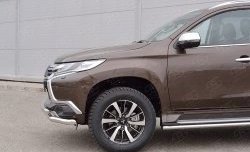18 449 р. Защита переднего бампера (2 трубыØ63 мм, нержавейка) SLITKOFF Mitsubishi Pajero Sport QE дорестайлинг (2015-2021)  с доставкой в г. Кемерово. Увеличить фотографию 4