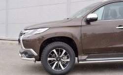 14 949 р. Защита переднего бампера (2 трубыØ63 и 75х42 мм, нержавейка) Russtal Mitsubishi Pajero Sport QE дорестайлинг (2015-2021)  с доставкой в г. Кемерово. Увеличить фотографию 3
