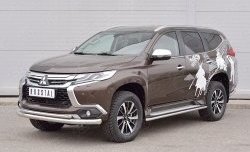 19 849 р. Защита переднего бампера (2 трубыØ76 и 42 мм, нержавейка) SLITKOFF  Mitsubishi Pajero Sport  QE (2015-2021) дорестайлинг  с доставкой в г. Кемерово. Увеличить фотографию 2