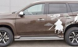 17 299 р. Защита порогов из круглой трубы диаметром 42 мм SLITKOFF Mitsubishi Pajero Sport QE дорестайлинг (2015-2021)  с доставкой в г. Кемерово. Увеличить фотографию 2