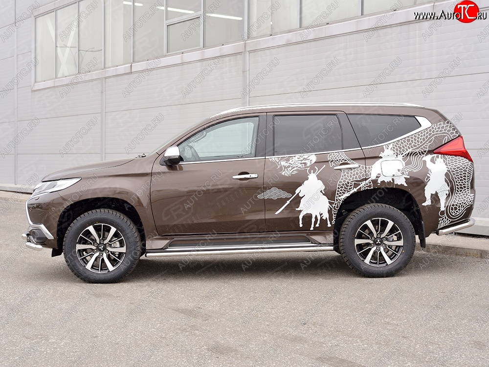 17 299 р. Защита порогов из круглой трубы диаметром 42 мм SLITKOFF Mitsubishi Pajero Sport QE дорестайлинг (2015-2021)  с доставкой в г. Кемерово