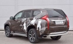 22 849 р. Защита заднего бампера (Ø63 мм, нержавейка) SLITKOFF  Mitsubishi Pajero Sport  QE (2015-2021) дорестайлинг (лист - алюминий, профиль - нержавейка)  с доставкой в г. Кемерово. Увеличить фотографию 2