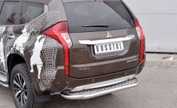 22 849 р. Защита заднего бампера (Ø63 мм, нержавейка) SLITKOFF  Mitsubishi Pajero Sport  QE (2015-2021) дорестайлинг (лист - алюминий, профиль - нержавейка)  с доставкой в г. Кемерово. Увеличить фотографию 3