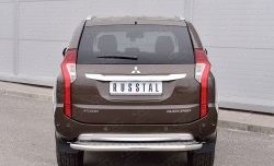Защита заднего бампера (Ø63 мм, нержавейка) SLITKOFF Mitsubishi Pajero Sport  QE (2015-2021) дорестайлинг (лист - алюминий, профиль - нержавейка)