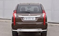 Защита заднего бампера (Ø63 мм, нержавейка) SLITKOFF Mitsubishi Pajero Sport  QE (2015-2021) дорестайлинг