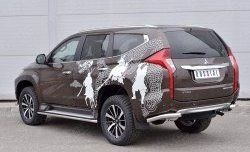15 549 р. Защита заднего бампера (Ø63 мм уголки, нержавейка) SLITKOFF  Mitsubishi Pajero Sport  QE (2015-2021) дорестайлинг  с доставкой в г. Кемерово. Увеличить фотографию 2