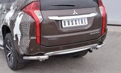 15 549 р. Защита заднего бампера (Ø63 мм уголки, нержавейка) SLITKOFF  Mitsubishi Pajero Sport  QE (2015-2021) дорестайлинг  с доставкой в г. Кемерово. Увеличить фотографию 3
