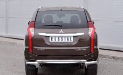 Защита заднего бампера (Ø63 мм уголки, нержавейка) SLITKOFF Mitsubishi Pajero Sport  QE (2015-2021) дорестайлинг