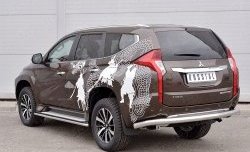 15 299 р. Защита заднего бампера (Ø76 мм, нержавейка) SLITKOFF  Mitsubishi Pajero Sport  QE (2015-2021) дорестайлинг  с доставкой в г. Кемерово. Увеличить фотографию 2
