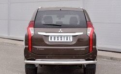 Защита заднего бампера (Ø76 мм, нержавейка) SLITKOFF Mitsubishi Pajero Sport  QE (2015-2021) дорестайлинг