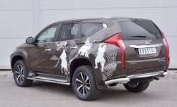 12 999 р. Защита заднего бампера (Ø76 мм уголки, нержавейка) SLITKOFF  Mitsubishi Pajero Sport  QE (2015-2021) дорестайлинг  с доставкой в г. Кемерово. Увеличить фотографию 2