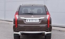 Защита заднего бампера (Ø76 мм уголки, нержавейка) SLITKOFF Mitsubishi Pajero Sport  QE (2015-2021) дорестайлинг