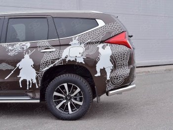 24 999 р. Защита заднего бампера (Ø63 мм, нержавейка) SLITKOFF  Mitsubishi Pajero Sport  QE (2015-2021) дорестайлинг (лист - нержавейка, профиль - нержавейка)  с доставкой в г. Кемерово. Увеличить фотографию 2