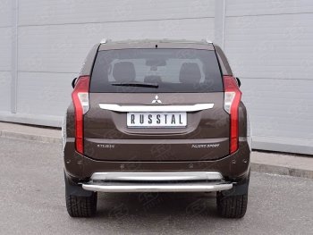 24 999 р. Защита заднего бампера (Ø63 мм, нержавейка) SLITKOFF  Mitsubishi Pajero Sport  QE (2015-2021) дорестайлинг (лист - нержавейка, профиль - нержавейка)  с доставкой в г. Кемерово. Увеличить фотографию 3