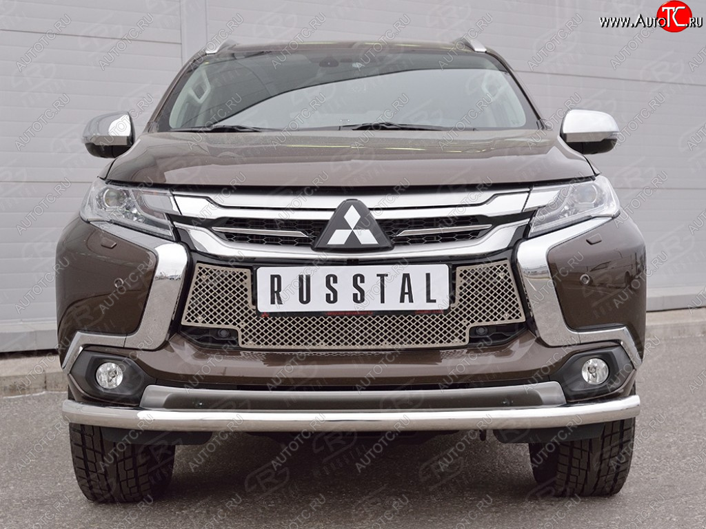 4 299 р. Сетка нижнего воздухозаборника (нержавеющая сталь) Russtal Mitsubishi Pajero Sport QE дорестайлинг (2015-2021)  с доставкой в г. Кемерово