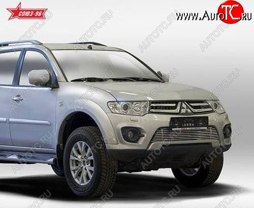 2 699 р. Декоративный элемент воздухозаборника Souz96 нержавеющая сталь Mitsubishi Pajero Sport QE дорестайлинг (2015-2021) (Черн загл. d10)  с доставкой в г. Кемерово