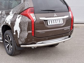 Защита заднего бампера (Ø63 мм, нержавейка) SLITKOFF Mitsubishi Pajero Sport  QE (2015-2021) дорестайлинг