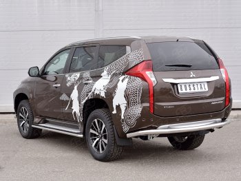 9 999 р. Защита заднего бампера (Ø63 мм, нержавейка) SLITKOFF  Mitsubishi Pajero Sport  QE (2015-2021) дорестайлинг  с доставкой в г. Кемерово. Увеличить фотографию 3