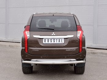 9 999 р. Защита заднего бампера (Ø63 мм, нержавейка) SLITKOFF  Mitsubishi Pajero Sport  QE (2015-2021) дорестайлинг  с доставкой в г. Кемерово. Увеличить фотографию 2