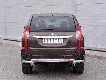 16 949 р. Защита заднего бампера (Ø63 мм уголки под фаркоп, нержавейка) SLITKOFF  Mitsubishi Pajero Sport  QE (2015-2021) дорестайлинг (полированная нержавейка)  с доставкой в г. Кемерово. Увеличить фотографию 3