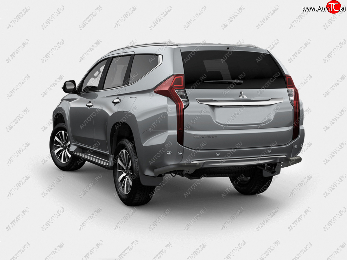 8 799 р. Защита заднего бампера (Ø63 мм, уголки под фаркоп) SLITKOFF  Mitsubishi Pajero Sport  QE (2015-2021) дорестайлинг (порошковая окраска в цвет черный муар)  с доставкой в г. Кемерово