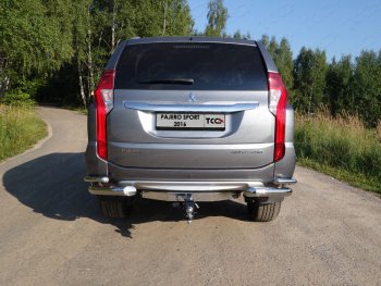 Защита заднего бампера (уголки двойные) ТСС 76,1/42,4 мм Mitsubishi Pajero Sport  QE (2015-2021) дорестайлинг