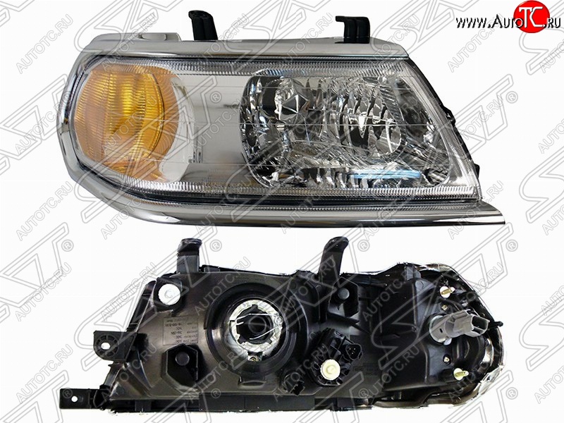 10 599 р. Правая фара SAT (хром) Mitsubishi Pajero Sport PA дорестайлинг (1996-2004)  с доставкой в г. Кемерово