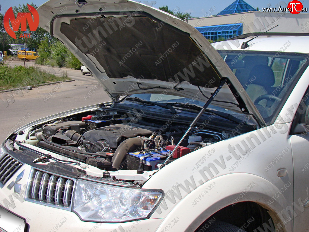 2 969 р. Упор капота MV-Tuning (одинарный)  Mitsubishi Pajero Sport  PB (2008-2013) дорестайлинг  с доставкой в г. Кемерово