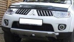 3 299 р. Дефлектор капота NovLine  Mitsubishi Pajero Sport  PB (2008-2017) дорестайлинг, рестайлинг  с доставкой в г. Кемерово. Увеличить фотографию 1