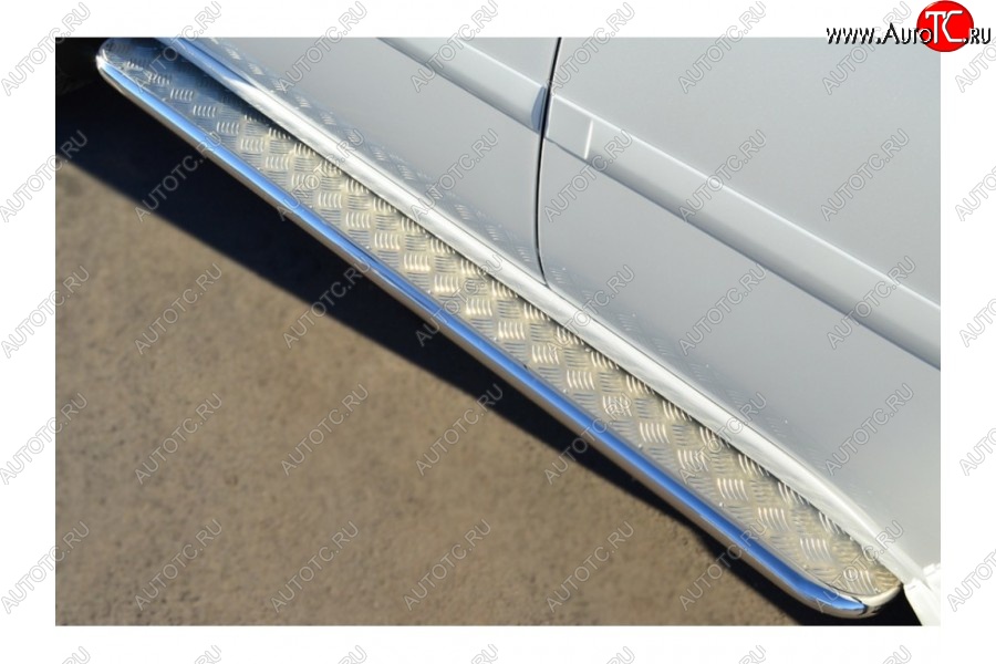 35 549 р. Пороги труба d42 с листом (Лист нерж,проф.нерж)(Вариант2) SLITKOFF Mitsubishi Pajero Sport PB дорестайлинг (2008-2013)  с доставкой в г. Кемерово