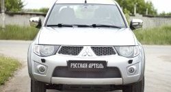 2 199 р. Защитная сетка решетки переднего бампера РА Mitsubishi Pajero Sport PB дорестайлинг (2008-2013)  с доставкой в г. Кемерово. Увеличить фотографию 2
