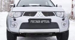 1 399 р. Зимняя заглушка решетки переднего бампера РА  Mitsubishi Pajero Sport  PB (2008-2013) дорестайлинг  с доставкой в г. Кемерово. Увеличить фотографию 2