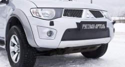 1 399 р. Зимняя заглушка решетки переднего бампера РА  Mitsubishi Pajero Sport  PB (2008-2013) дорестайлинг  с доставкой в г. Кемерово. Увеличить фотографию 3