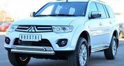 15 849 р. Защита переднего бампера (2 трубыØ76 и 75х42 мм, нержавейка) Russtal Mitsubishi Pajero Sport PB рестайлинг (2013-2017)  с доставкой в г. Кемерово. Увеличить фотографию 3