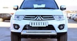 20 849 р. Защита переднего бампера (2 трубыØ76 и 42 мм, нержавейка) SLITKOFF  Mitsubishi Pajero Sport  PB (2013-2017) рестайлинг  с доставкой в г. Кемерово. Увеличить фотографию 1