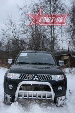 18 314 р. Защита переднего бампера Souz-96 (d76) Mitsubishi Pajero Sport PB дорестайлинг (2008-2013)  с доставкой в г. Кемерово. Увеличить фотографию 2