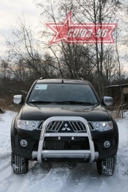 16 739 р. Защита переднего бампера Souz-96 (d76) Mitsubishi Pajero Sport PB дорестайлинг (2008-2013)  с доставкой в г. Кемерово. Увеличить фотографию 2