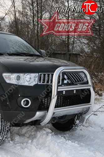 16 739 р. Защита переднего бампера Souz-96 (d76) Mitsubishi Pajero Sport PB дорестайлинг (2008-2013)  с доставкой в г. Кемерово