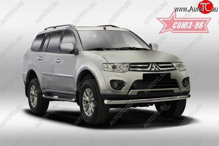 11 654 р. Защита переднего бампера одинарная Souz-96 (d76)  Mitsubishi Pajero Sport  PB (2008-2013) дорестайлинг  с доставкой в г. Кемерово