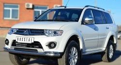 21 399 р. Защита переднего бампера (2 трубыØ63 и 42 мм, нержавейка) SLITKOFF Mitsubishi Pajero Sport PB рестайлинг (2013-2017)  с доставкой в г. Кемерово. Увеличить фотографию 4