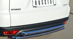19 799 р. Защита заднего бампера (2 трубы Ø63 мм, нержавейка) SLITKOFF  Mitsubishi Pajero Sport  PB (2013-2017) рестайлинг  с доставкой в г. Кемерово. Увеличить фотографию 2