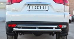 Защита заднего бампера (Ø76 и 42 мм, нержавейка) SLITKOFF Mitsubishi Pajero Sport  PB (2013-2017) рестайлинг