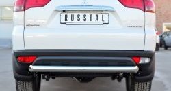 Одинарная защита заднего бампера из трубы диаметром 76 мм (рестайлинг) SLITKOFF Mitsubishi Pajero Sport  PB (2013-2017) рестайлинг