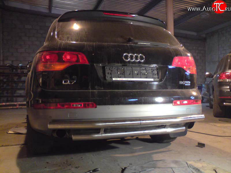 12 999 р. Двойная защита заднего бампера d63,5 мм Металл-Дизайн Audi Q7 4L дорестайлинг (2005-2009) (полированная нержавейка)  с доставкой в г. Кемерово