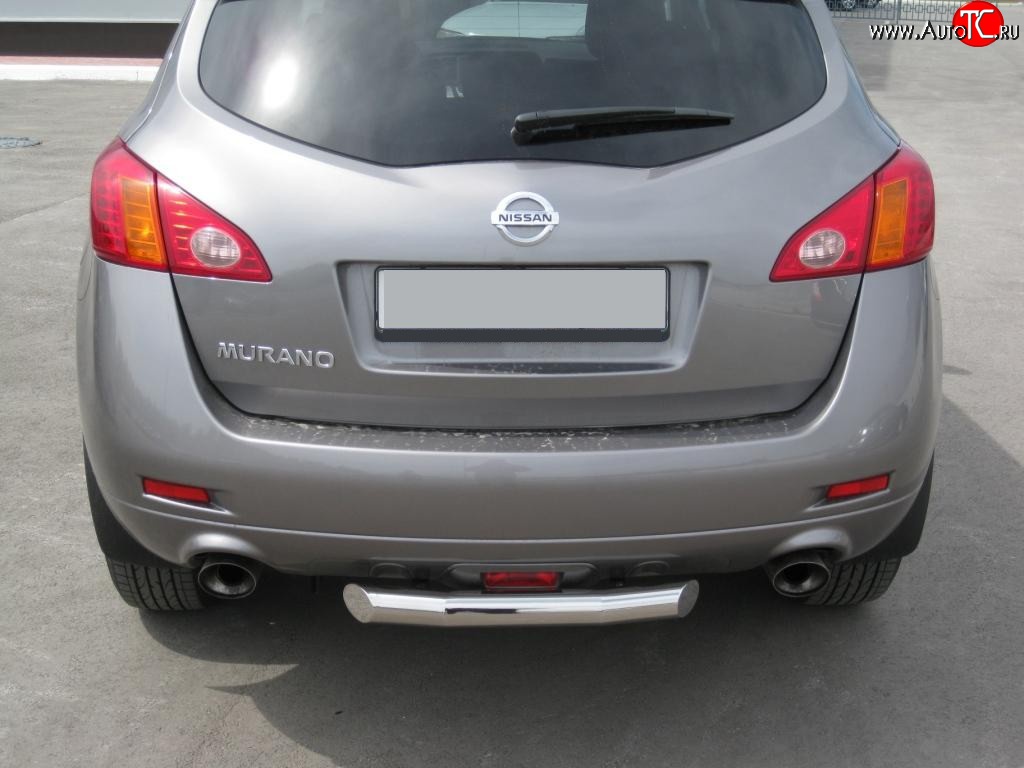 13 699 р. Защита заднего бампера (Ø63, короткая, нержавейка) SLITKOFF  Nissan Murano  2 Z51 (2008-2016) дорестайлинг, рестайлинг (Нержавеющая сталь)  с доставкой в г. Кемерово